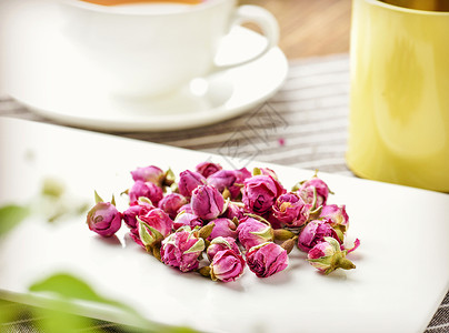 玫瑰花茶紫色花朵高清图片