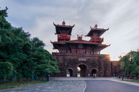 武汉地标建筑楚城门楼城楼高清图片素材