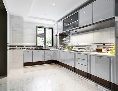 室内立体效果图现代厨房设计图片