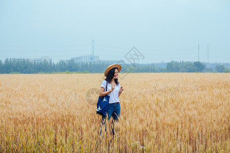 正能量女孩田园稻田女性背景