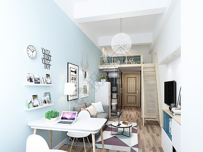 小户型公寓北欧客厅效果图背景