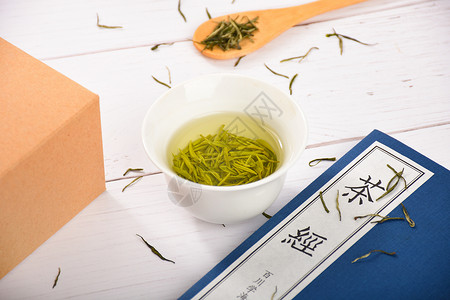 小清新茶叶办公用茶和绿茶背景