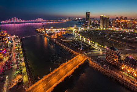 大连星海湾夜景背景图片