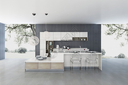 厨房布局现代简约室内家居设计图片