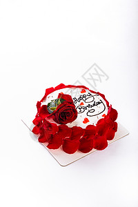玫瑰奶油水果生日蛋糕背景图片