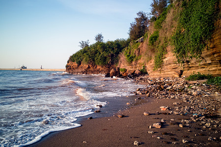 假日沙滩北海涠洲岛暮崖风光背景