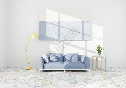海洋装饰画现代简洁风家居陈列室内设计效果图背景