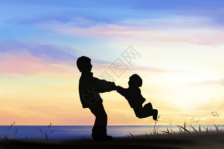 抱孩子的父亲父亲节父子情剪影设计图片