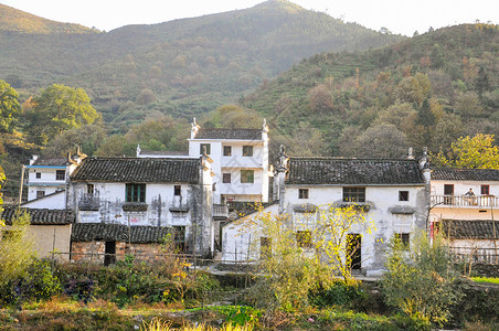 农村瓦房白瓦房背景