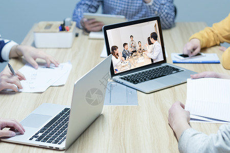 视频会议背景远程视频会议设计图片