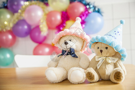 毛绒字母儿童节生日聚会时的玩具熊背景