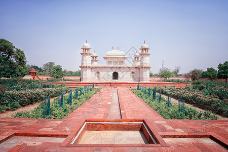印度古建筑印度阿格拉地标小泰姬陵建筑背景