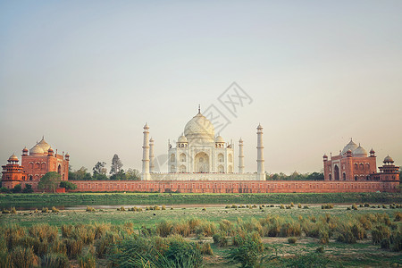 印度阿格拉红堡印度泰姬陵地标景点背景