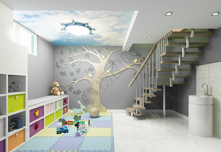楼梯效果图幼儿园室内效果图背景