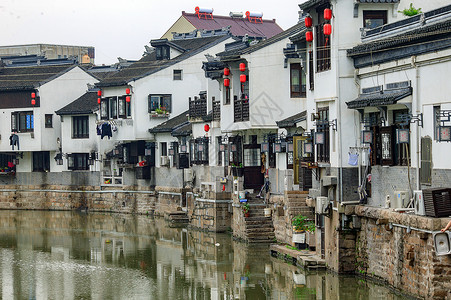 江南古镇的古建筑背景图片