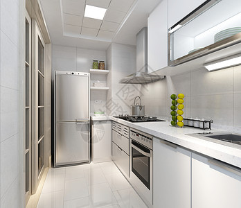 开门的冰箱现代厨房效果图背景