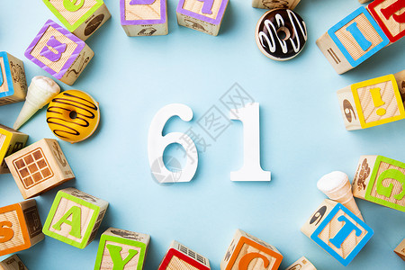 创意积木拼搭数字3六一儿童节玩具创意摆拍背景