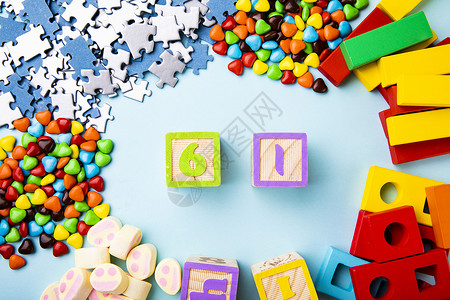 清新糖果素材六一儿童节玩具创意摆拍背景