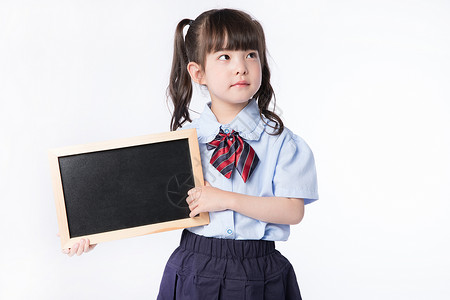 小女孩儿童教育学生形象手持黑板展示图片