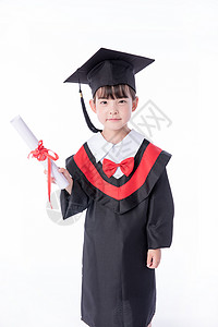 儿童教育毕业服小女孩手持毕业证书图片