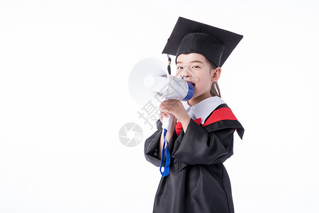 儿童小女孩毕业手持喇叭喊话图片