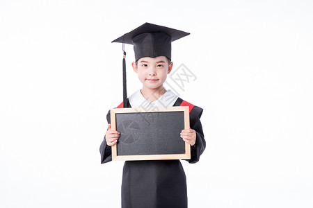 手绘毕业服女孩儿童小女孩毕业服手持小黑板展示背景