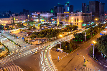 武昌火车站汉口火车站前广场夜景背景