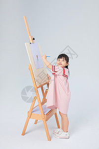 正在绘画素材正在画画的小女孩背景
