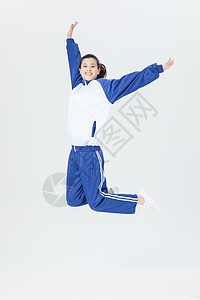 跳跃活力女性学生校服图片