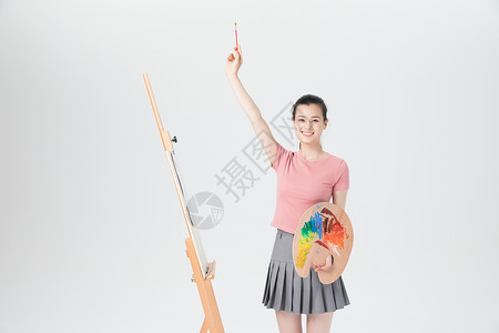 水彩风筝活力青年女性美术画画背景
