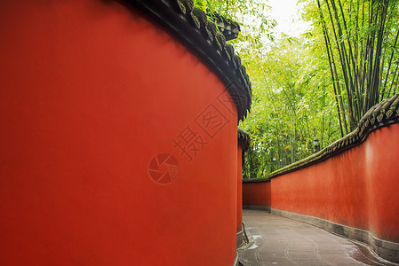 成都武侯祠红墙走廊背景图片