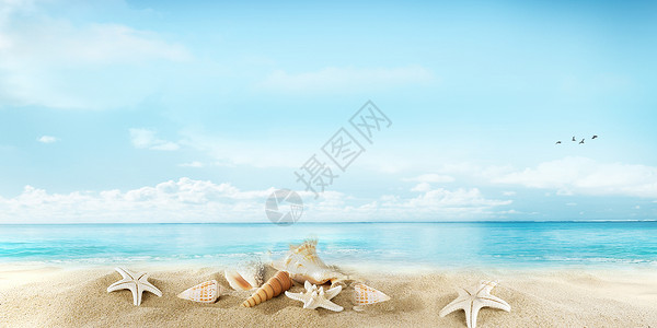 背景素材清爽夏天沙滩背景设计图片