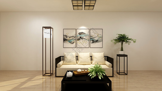 黑白简约风格中式风格家具组合设计图片