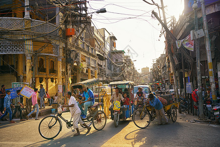 卡通印度印度街头风光原景背景