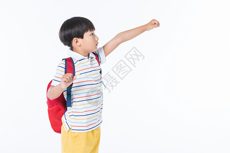 活泼的孩子背着书包背景图片