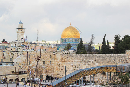 旅行网站以色列耶路撒冷圆顶清真寺背景