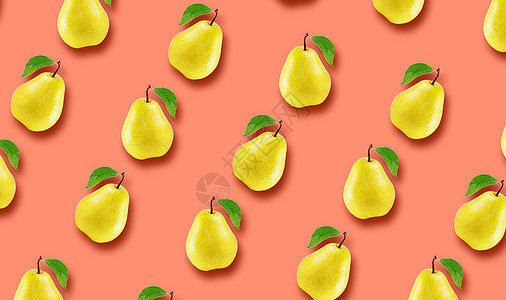 梨子黄色梨水果平铺背景设计图片