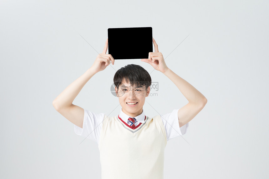 教育男性学生形象平板电脑展示图片