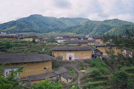 龙岩山福州永定土楼群背景