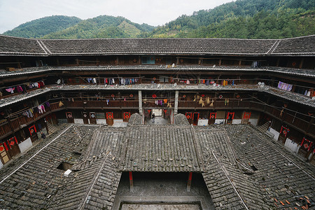 福建永定土楼细节图背景图片