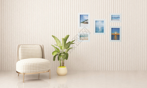 植物墙画简约室内背景设计图片