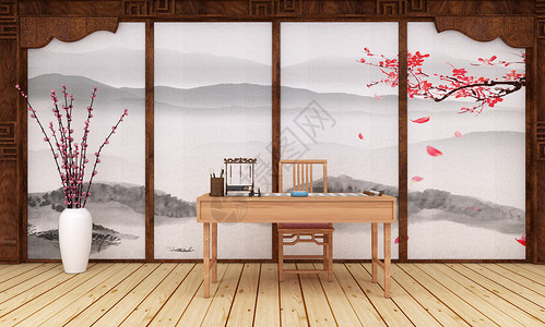 日式风景简约室内背景设计图片