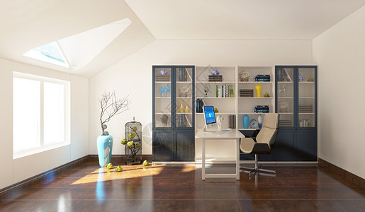 北欧办公室现代简约书房空间设计图片
