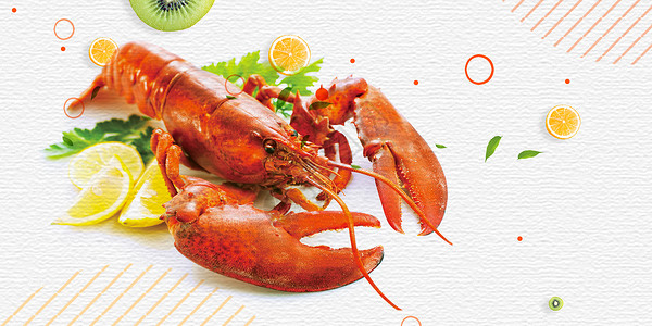 夏日龙虾美食背景图片