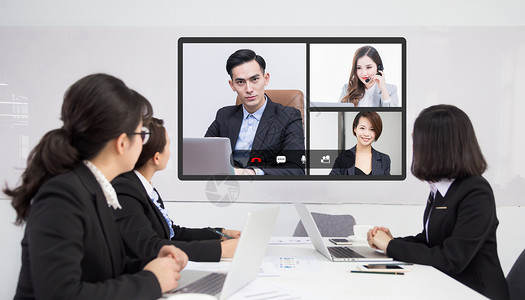 视频商务会议商务视频会议设计图片