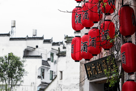 古典院落中国风的婺源风光背景