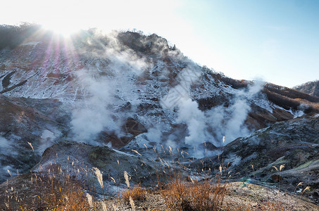 火山遗迹日本登别地狱谷背景