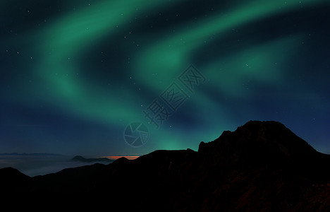 绿色夜空夜空极光设计图片