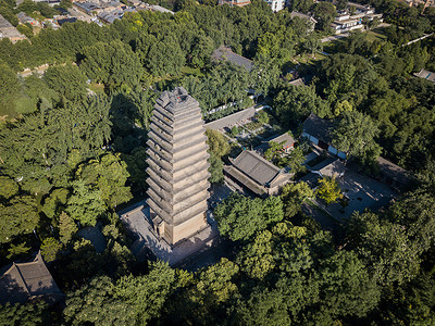 小雁塔航拍背景图片