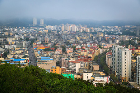 俯瞰旅顺全景背景图片